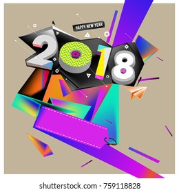 New year 2018. Geometric Colorful design