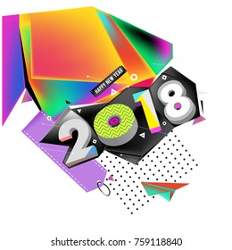 New year 2018. Geometric Colorful design