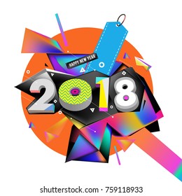 New year 2018. Geometric Colorful design