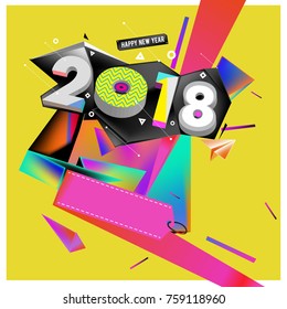 New year 2018. Geometric Colorful design