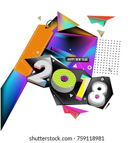 New year 2018. Geometric Colorful design