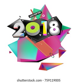 New year 2018. Geometric Colorful design