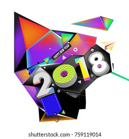 New year 2018. Geometric Colorful design