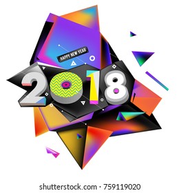 New year 2018. Geometric Colorful design