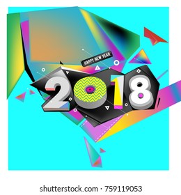 New year 2018. Geometric Colorful design