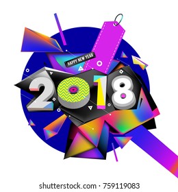 New year 2018. Geometric Colorful design