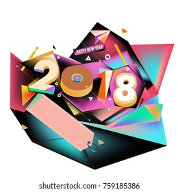 New year 2018. Geometric Colorful design