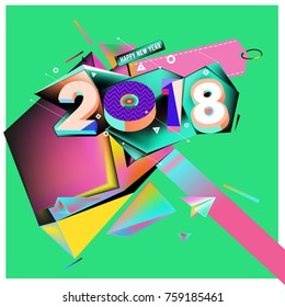 New year 2018. Geometric Colorful design