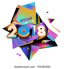 New year 2018. Geometric Colorful design