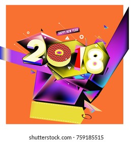 New year 2018. Geometric Colorful design