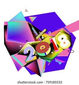 New year 2018. Geometric Colorful design
