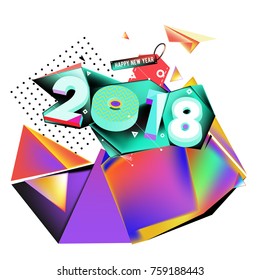 New year 2018. Geometric Colorful design