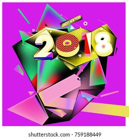 New year 2018. Geometric Colorful design