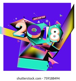 New year 2018. Geometric Colorful design