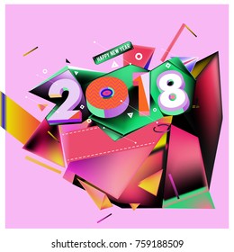 New year 2018. Geometric Colorful design