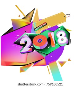 New year 2018. Geometric Colorful design