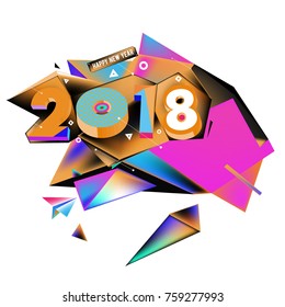 New year 2018. Geometric Colorful design