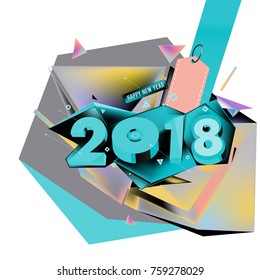 New year 2018. Geometric Colorful design