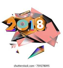 New year 2018. Geometric Colorful design