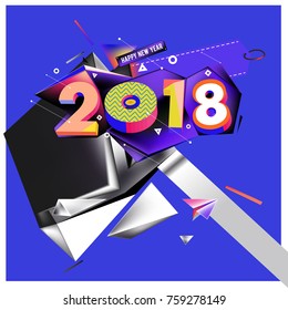 New year 2018. Geometric Colorful design