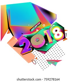 New year 2018. Geometric Colorful design