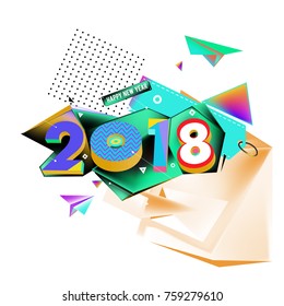 New year 2018. Geometric Colorful design