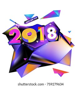 New year 2018. Geometric Colorful design