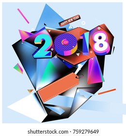 New year 2018. Geometric Colorful design