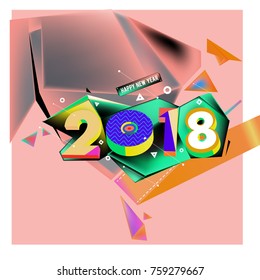 New year 2018. Geometric Colorful design