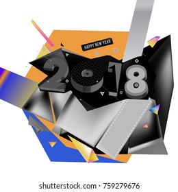 New year 2018. Geometric Colorful design