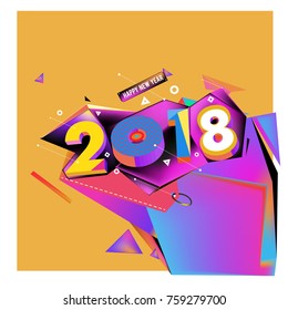 New year 2018. Geometric Colorful design