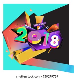 New year 2018. Geometric Colorful design