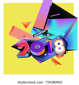 New year 2018. Geometric Colorful design