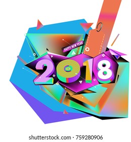 New year 2018. Geometric Colorful design