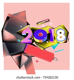 New year 2018. Geometric Colorful design