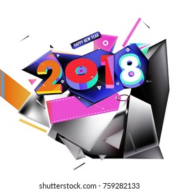 New year 2018. Geometric Colorful design
