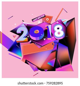 New year 2018. Geometric Colorful design