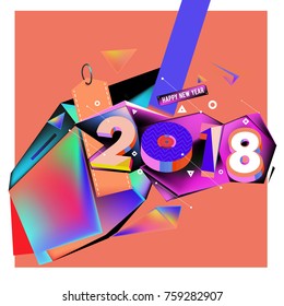 New year 2018. Geometric Colorful design