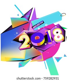 New year 2018. Geometric Colorful design