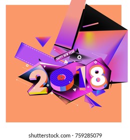 New year 2018. Geometric Colorful design