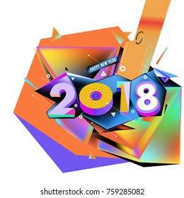 New year 2018. Geometric Colorful design