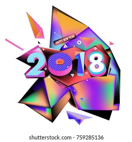 New year 2018. Geometric Colorful design