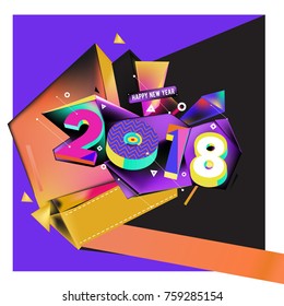 New year 2018. Geometric Colorful design