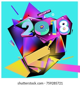 New year 2018. Geometric Colorful design