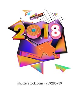New year 2018. Geometric Colorful design