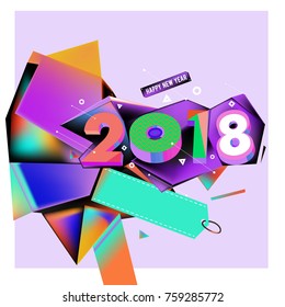 New year 2018. Geometric Colorful design