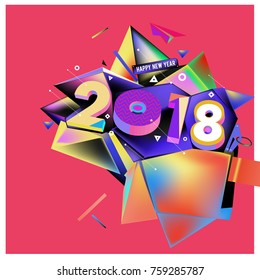 New year 2018. Geometric Colorful design