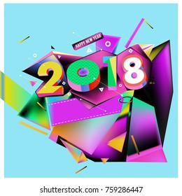 New year 2018. Geometric Colorful design