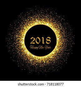 New Year 2018. Gold glitter background. Vector Illustration