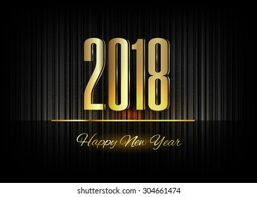 New Year 2018. Gold numbers on the black background. Luxury design elements.